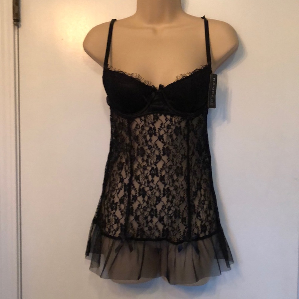 Rampage lingerie black lace with underwire cups